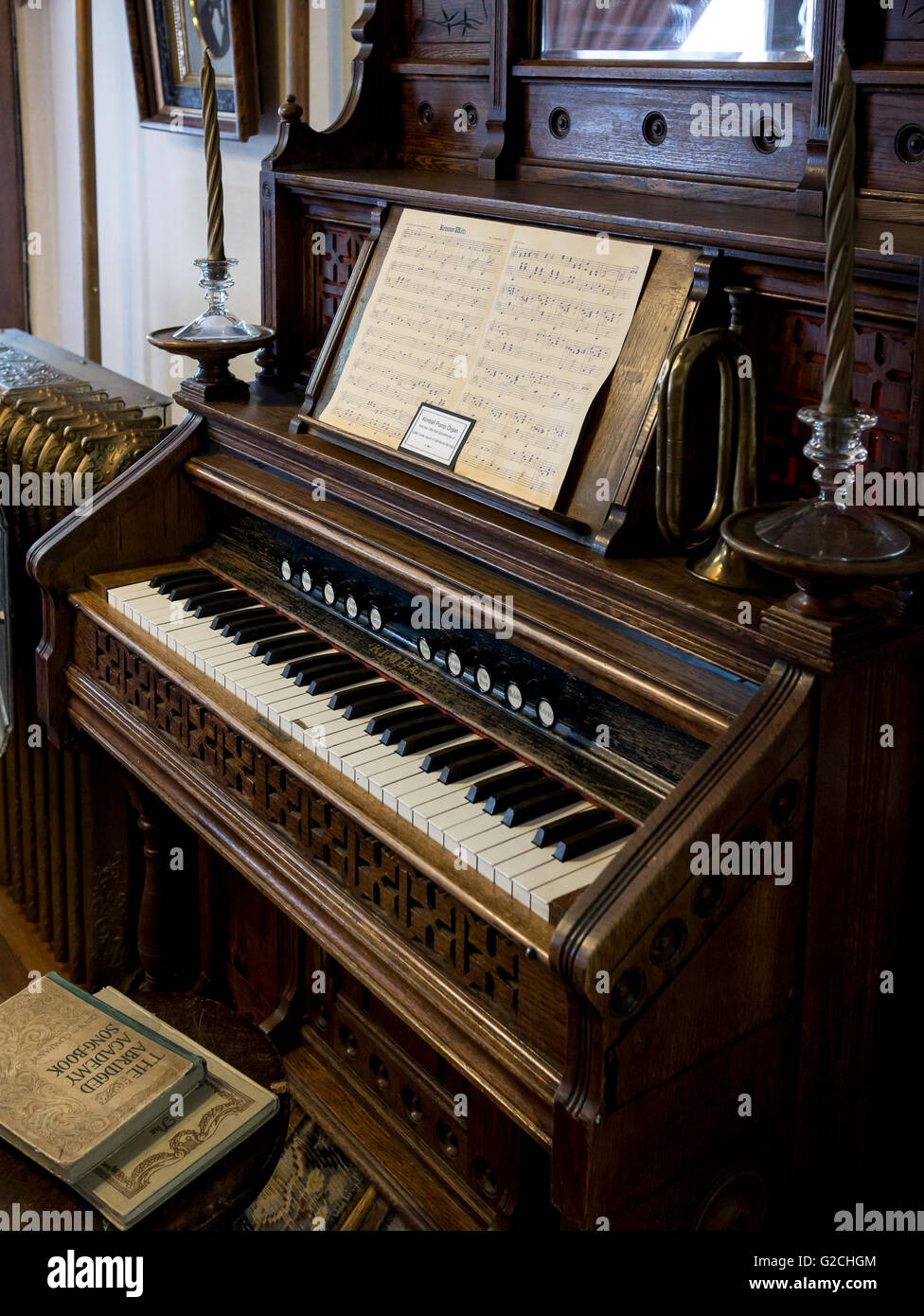 Antique organ, the Frontier Historical Museum, Glenwood Springs, Colorado. Stock Photo