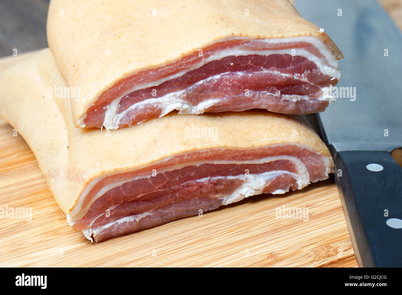 Raw Bacon, pork belly, ready for cooking and frying Stock Photo Alamy