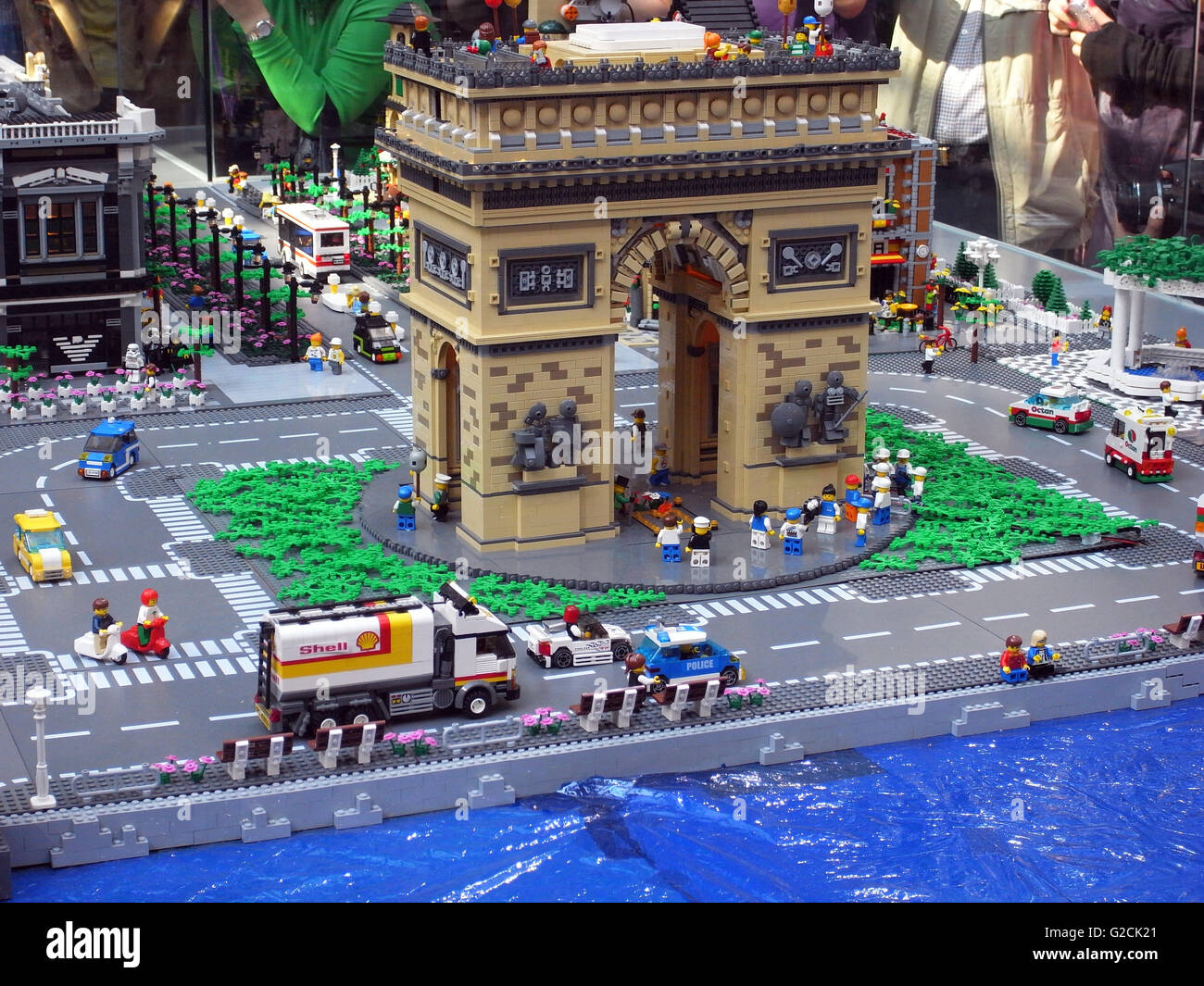 Lego model Paris Triumphal arch Champs Elysées city car people landscape  toy fun daytime Stock Photo - Alamy
