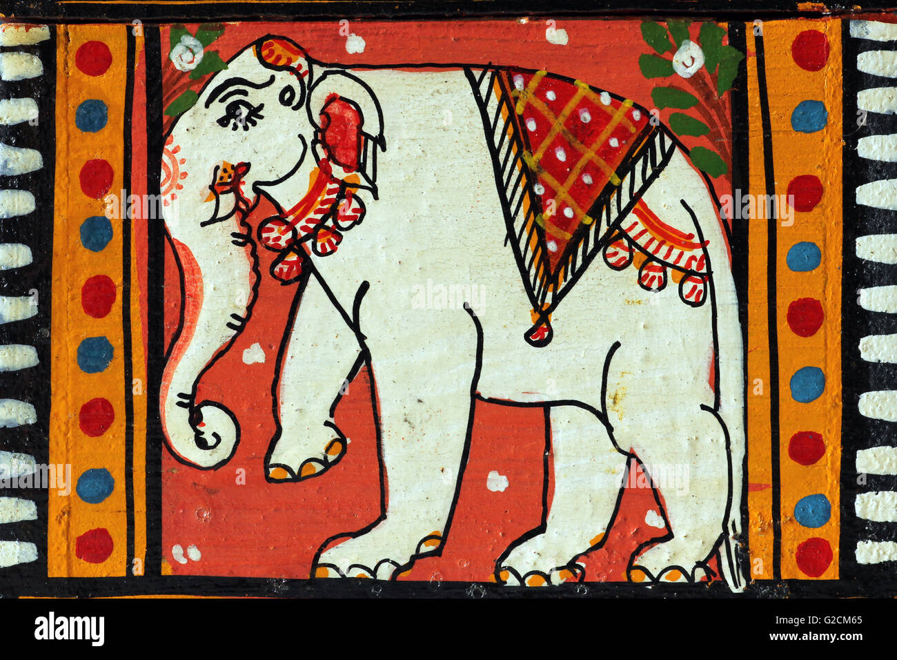 Indian wood painting of an elephant Stock Photo
