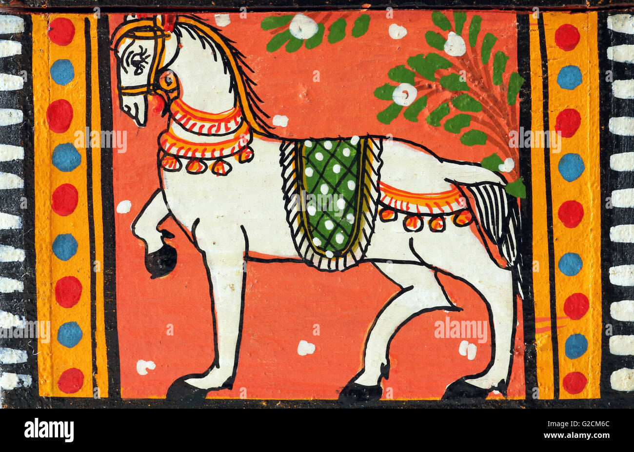 Indian wood painting of a horse Stock Photo