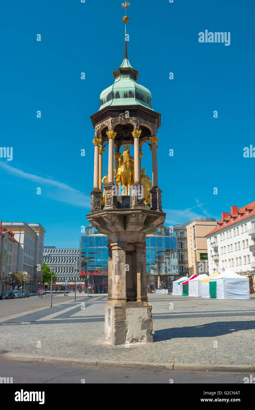 View on Magdeburg city center and downtown in Spring, Magdeburg