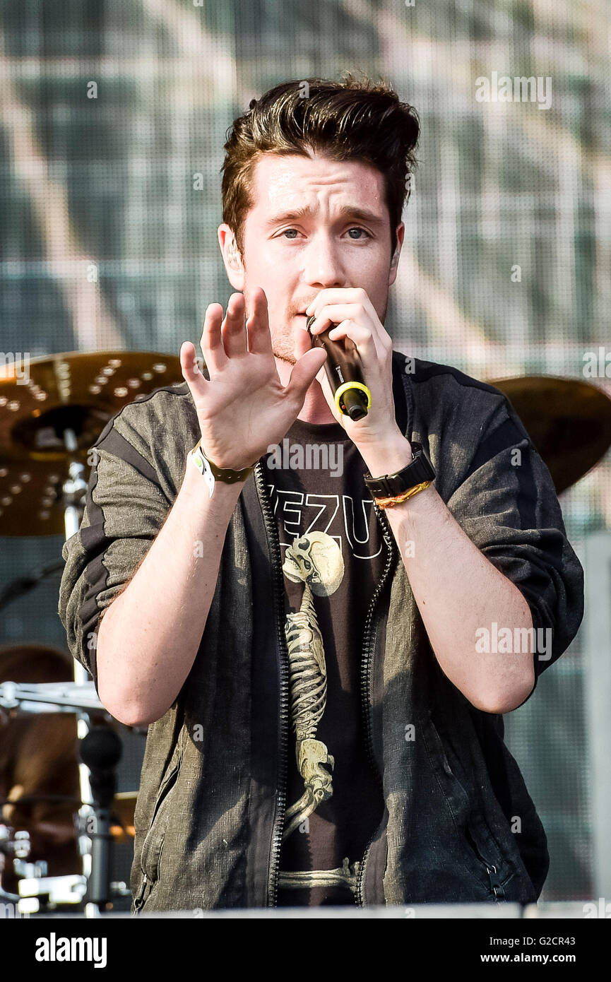Lead singer of Bastille Dan Smith performs on stage during BBC Radio 1