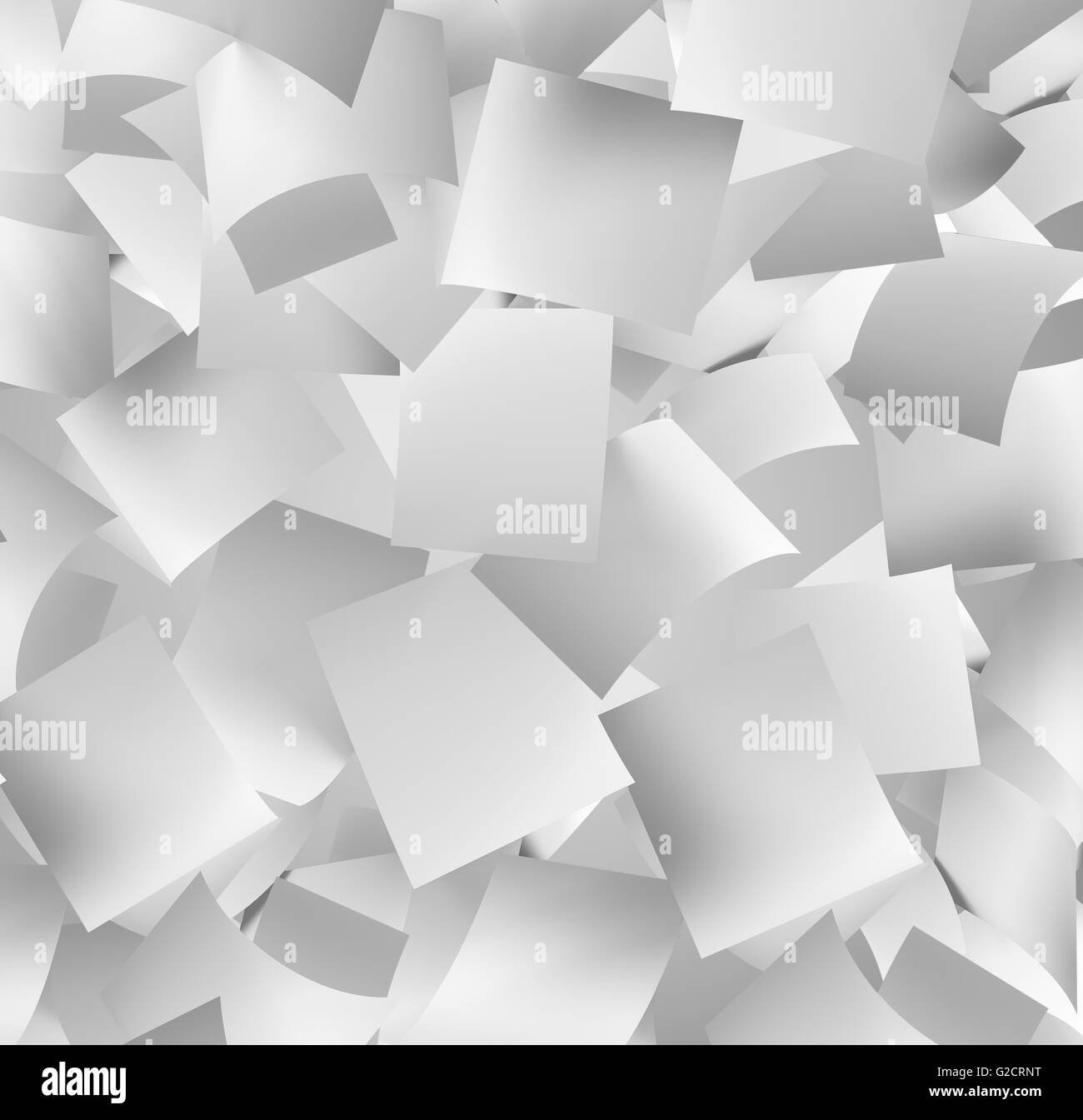 front view of a large amount of white empty papers falling down Stock Photo