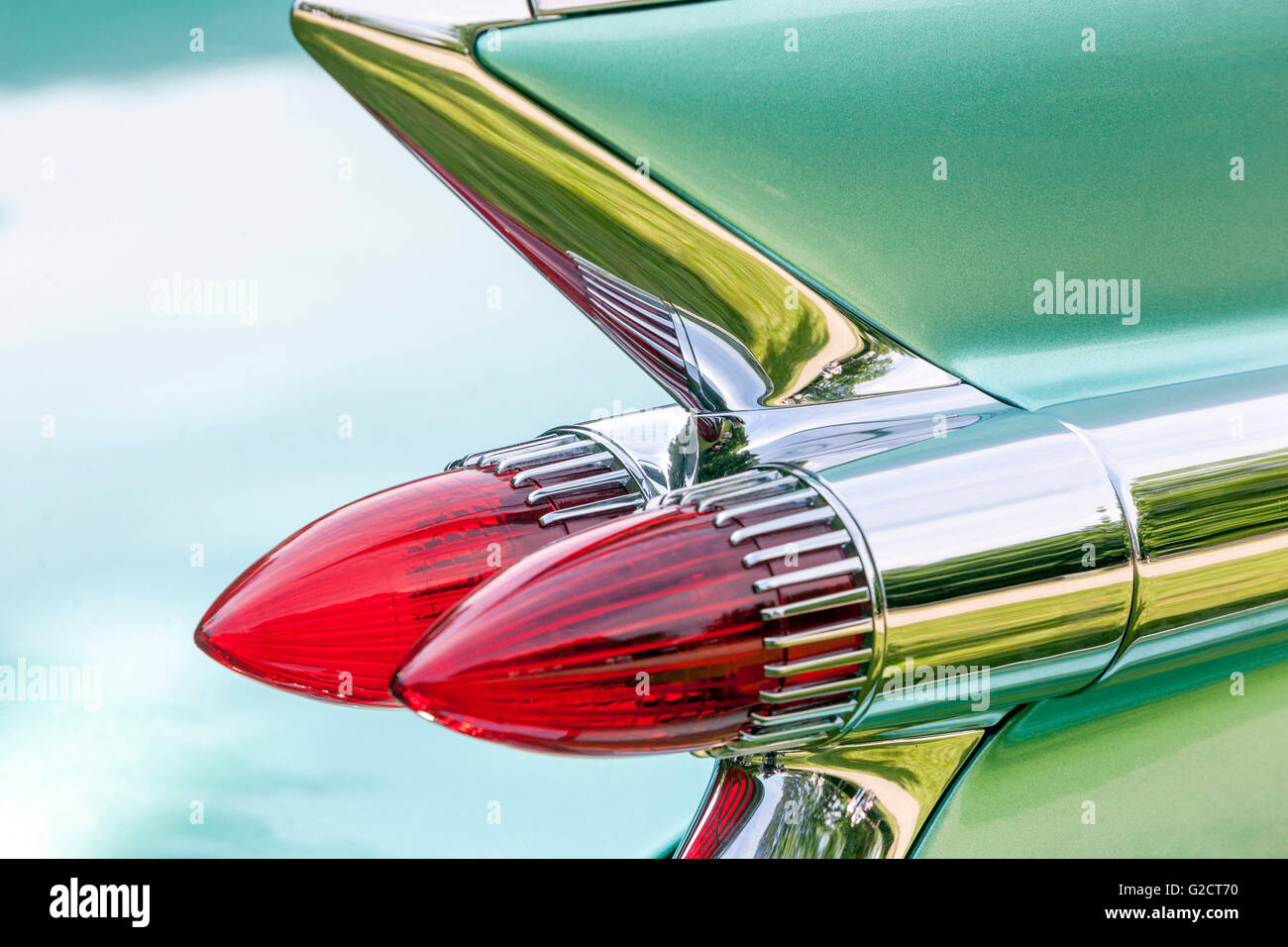 Cadillac Fleetwood 1959, American classic vintage car tail light Stock Photo