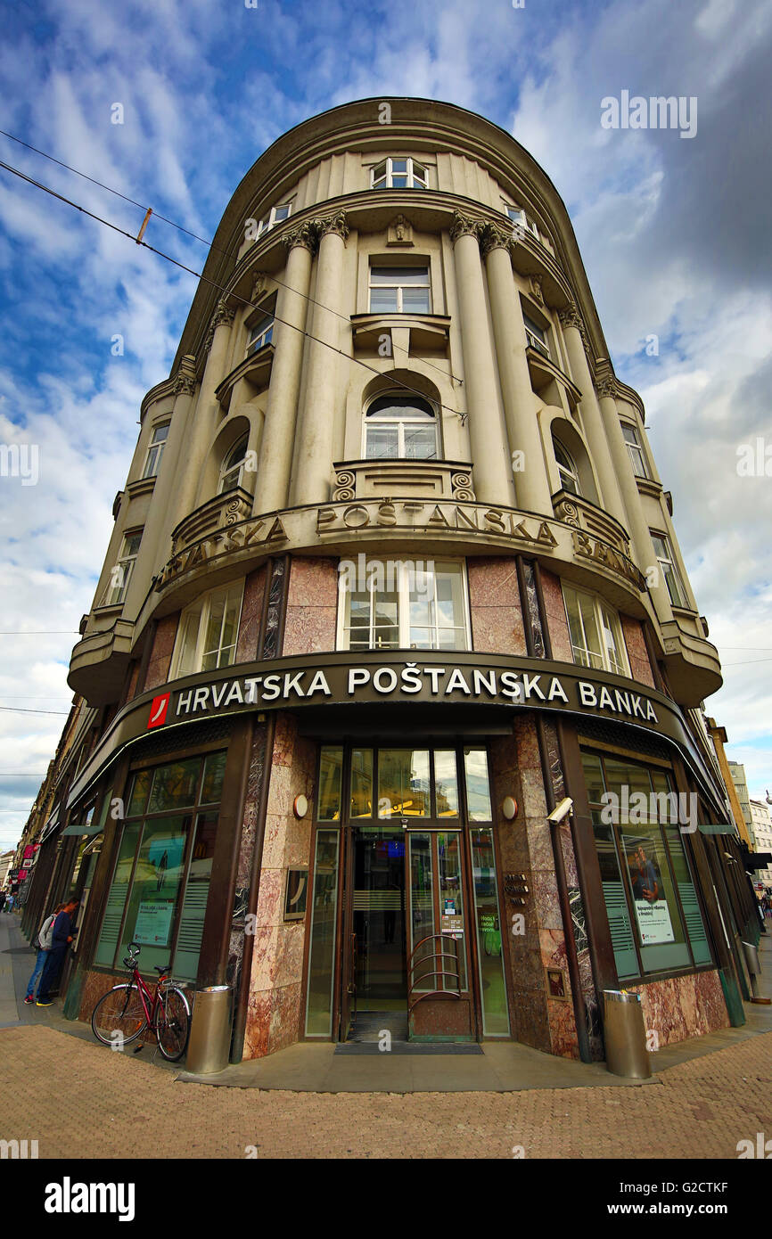 Hrvatska Postanska Banka bank in Zagreb, Croatia Stock Photo
