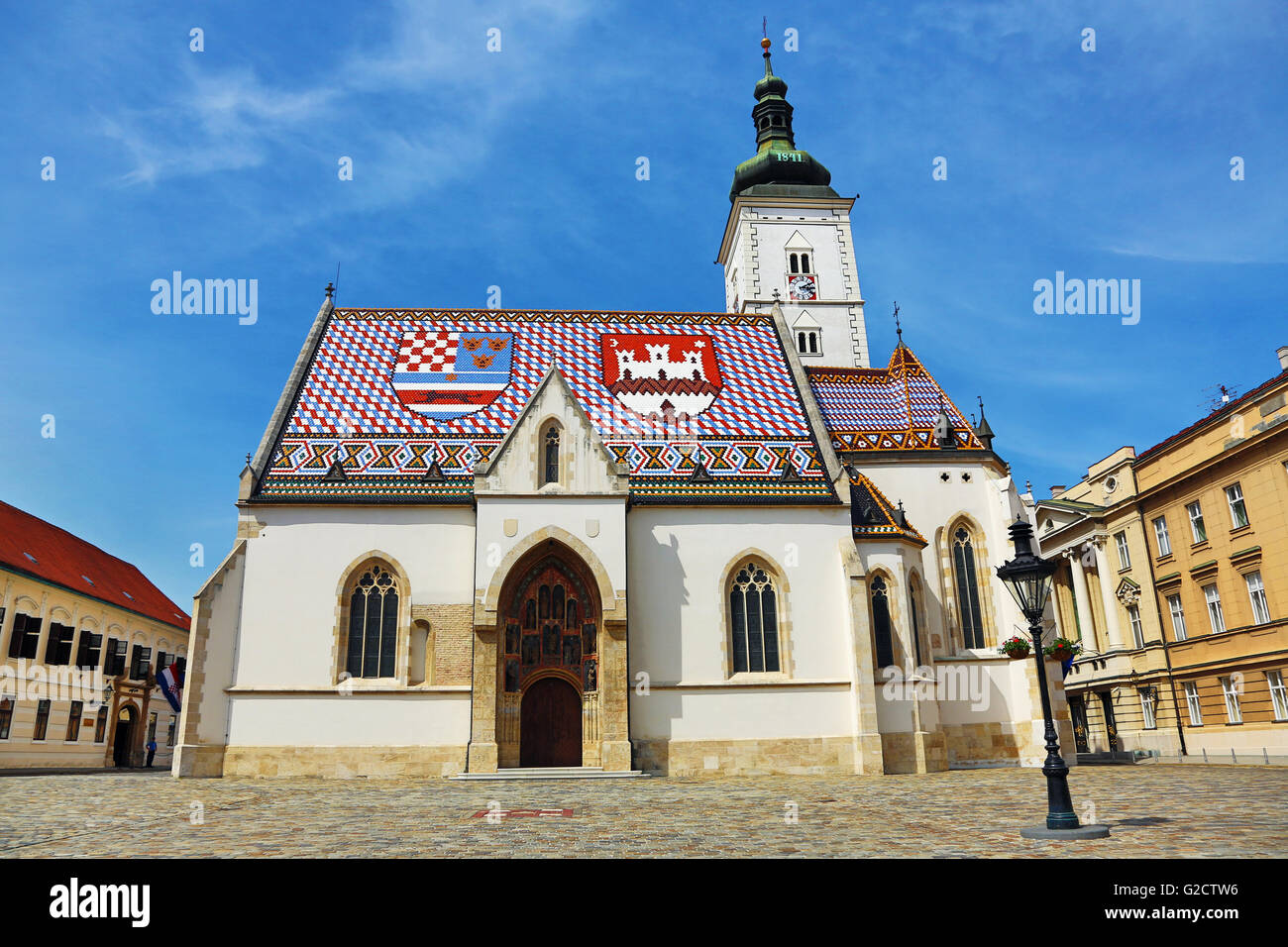 St. Mark's Church in St. Mark's Square in Zagreb, Croatia Stock Photo