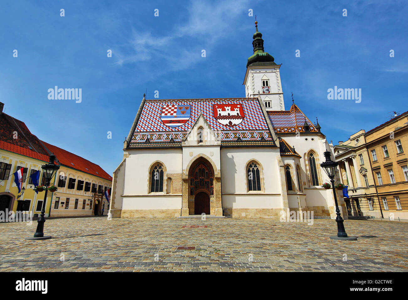 St. Mark's Church in St. Mark's Square in Zagreb, Croatia Stock Photo