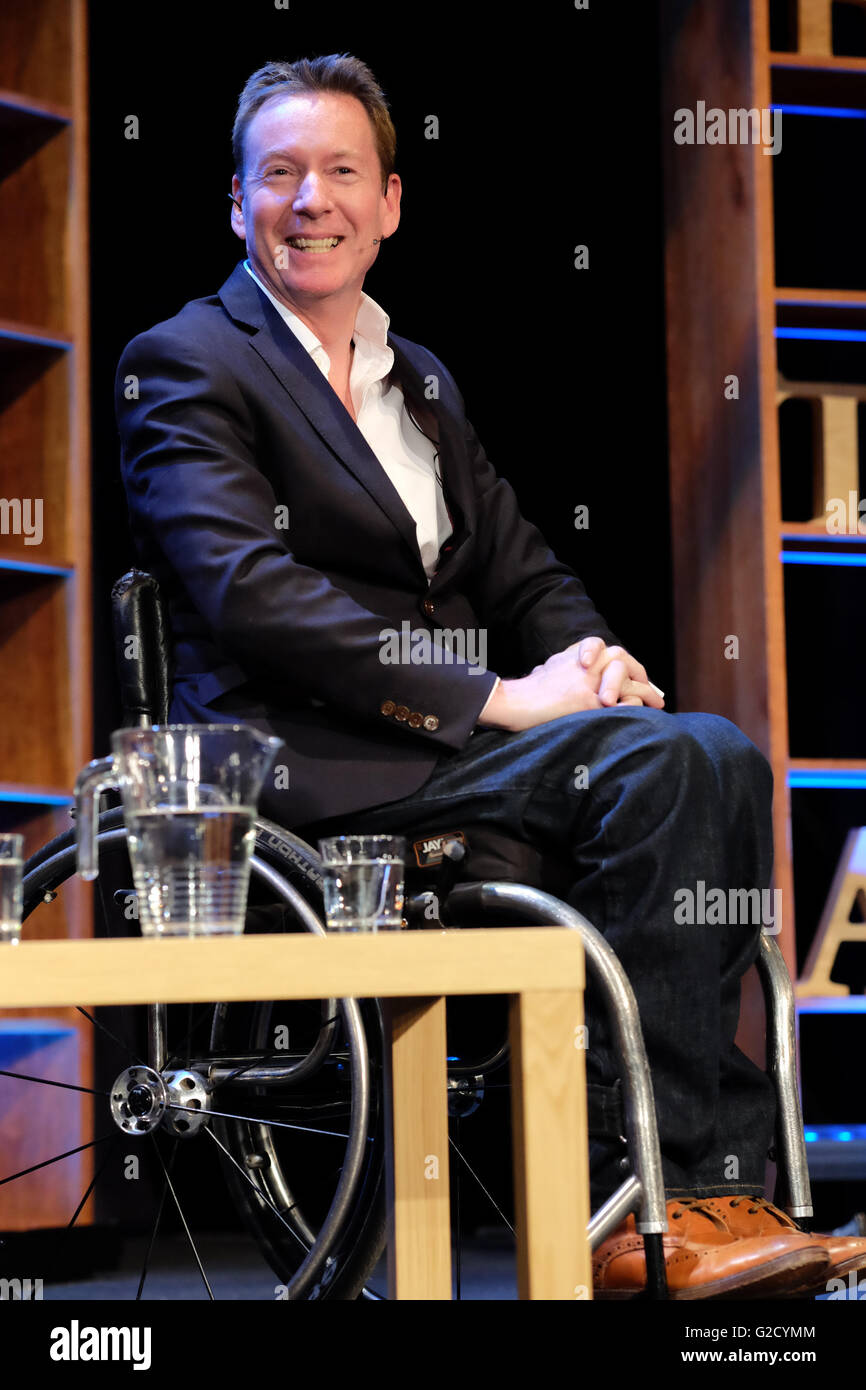 Hay Festival - May 2016 - Frank Gardner the BBC Security Correspondent talks about his debut novel titled Crisis, a hi-tech thriller - Photograph Steven May / Alamy Live News Stock Photo