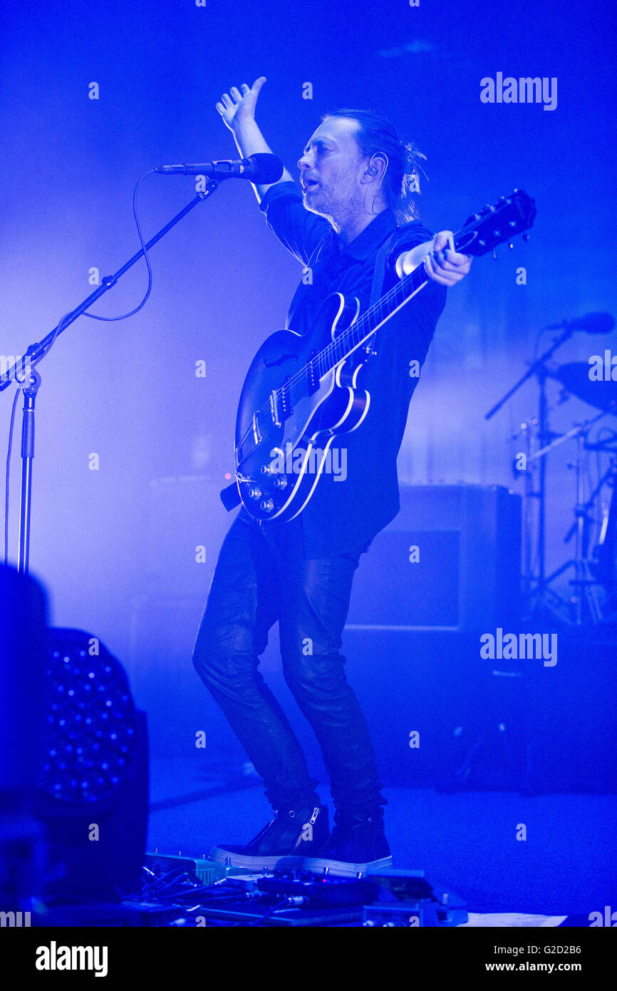 London, UK. 27th May, 2016. Radiohead performs at  Roundhouse  on May 27, 2016 in London, England, Radiohead  performing the second night of three  sellout shows at the Roundhouse .  Credit:  Jason Richardson / Alamy Live News Stock Photo
