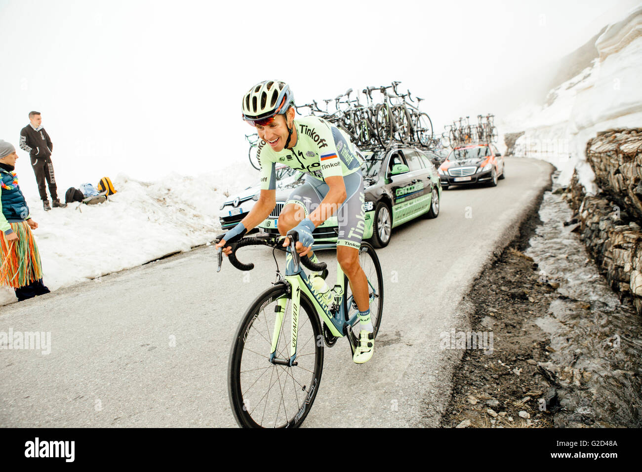 Colle dell’Agnello, Italy, May 27th 2016. Pawel Poljanski from Tinkoff
