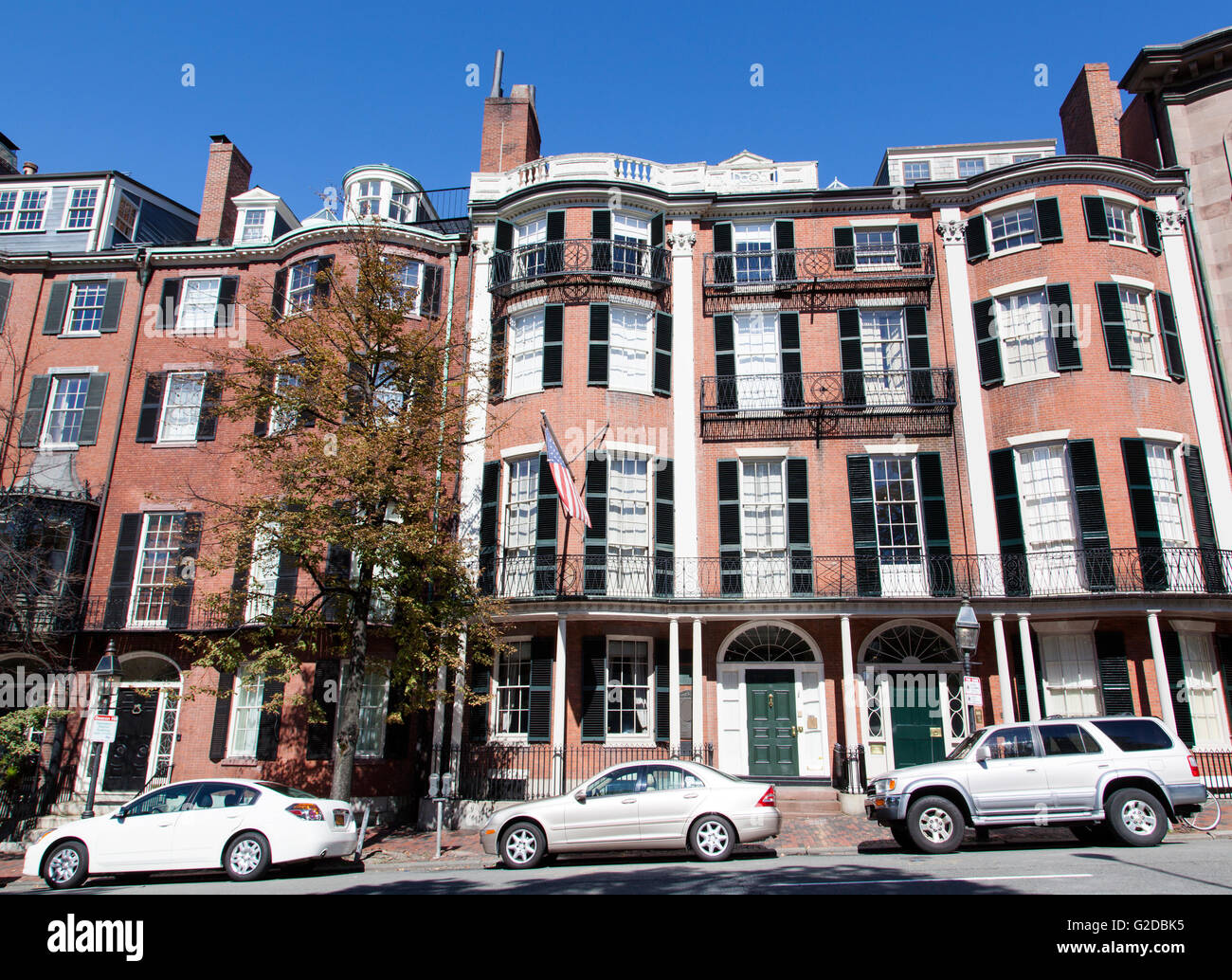 Boston old town street with historic buildings (Massachusetts Stock