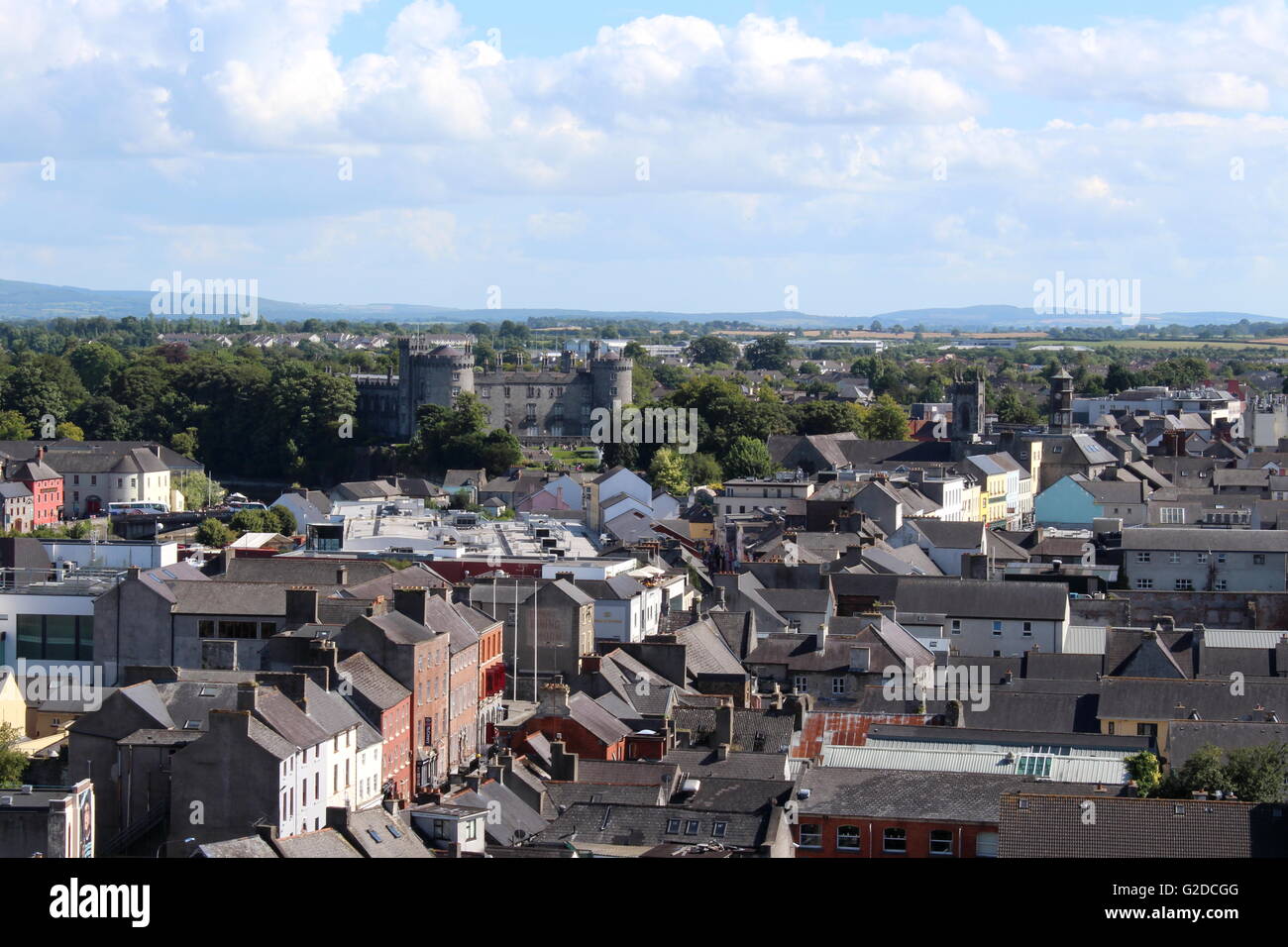 Kilkenny Town, Ireland Aerial view from St Canice's Cathedral Stock Photo