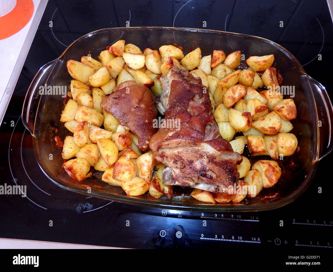 roasted pork knuckle with potatoes,roast pork Stock Photo Alamy