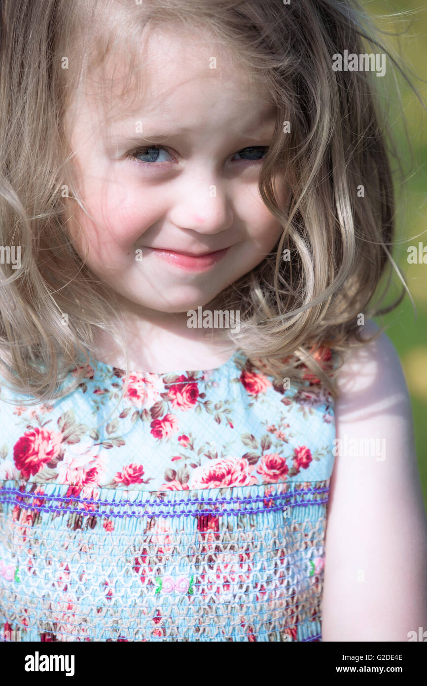 portrait of a 3 year old girl Stock Photo