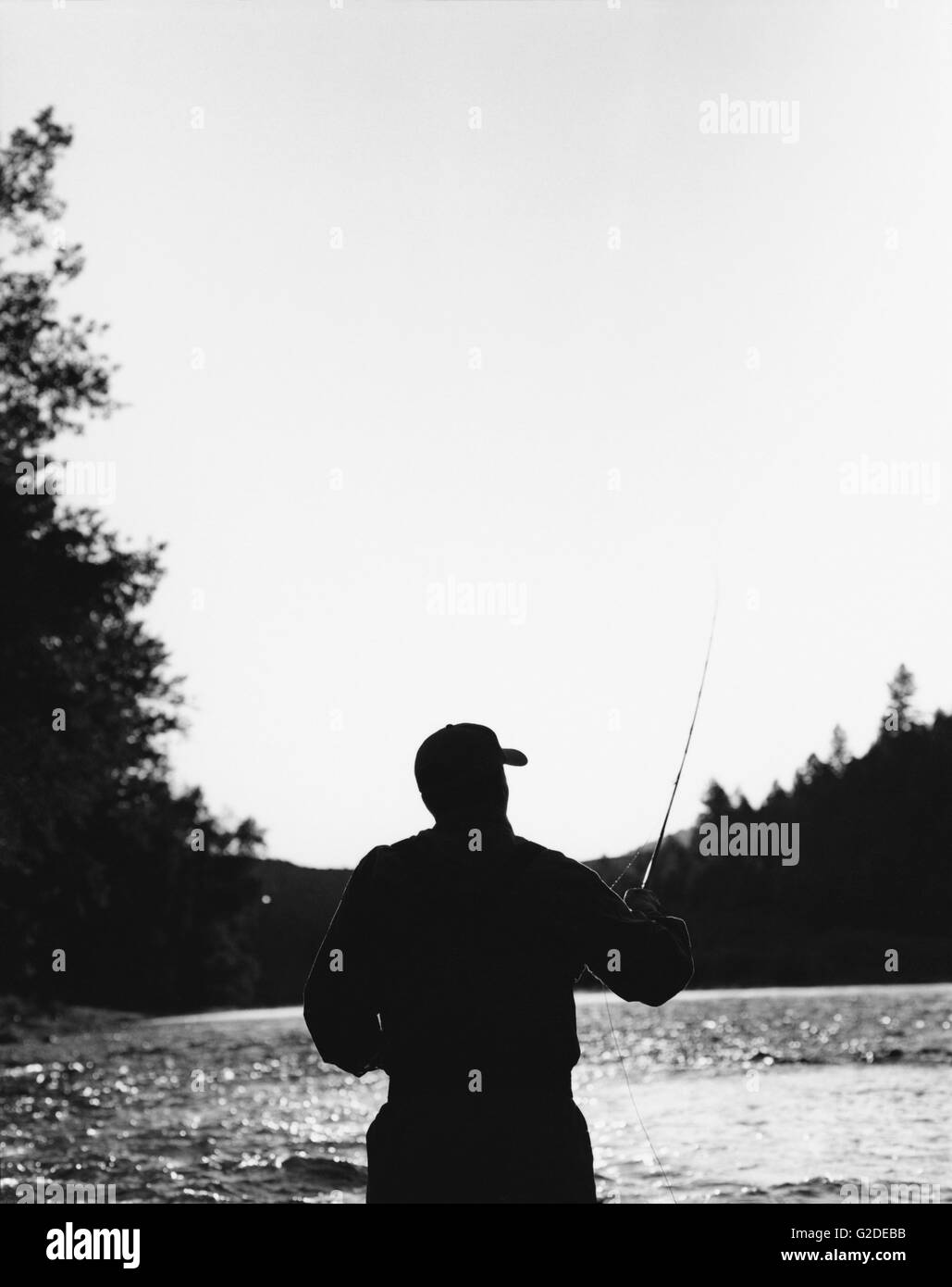 Fishing - Vintage Fly Fishing - black and white Photograph by Paul