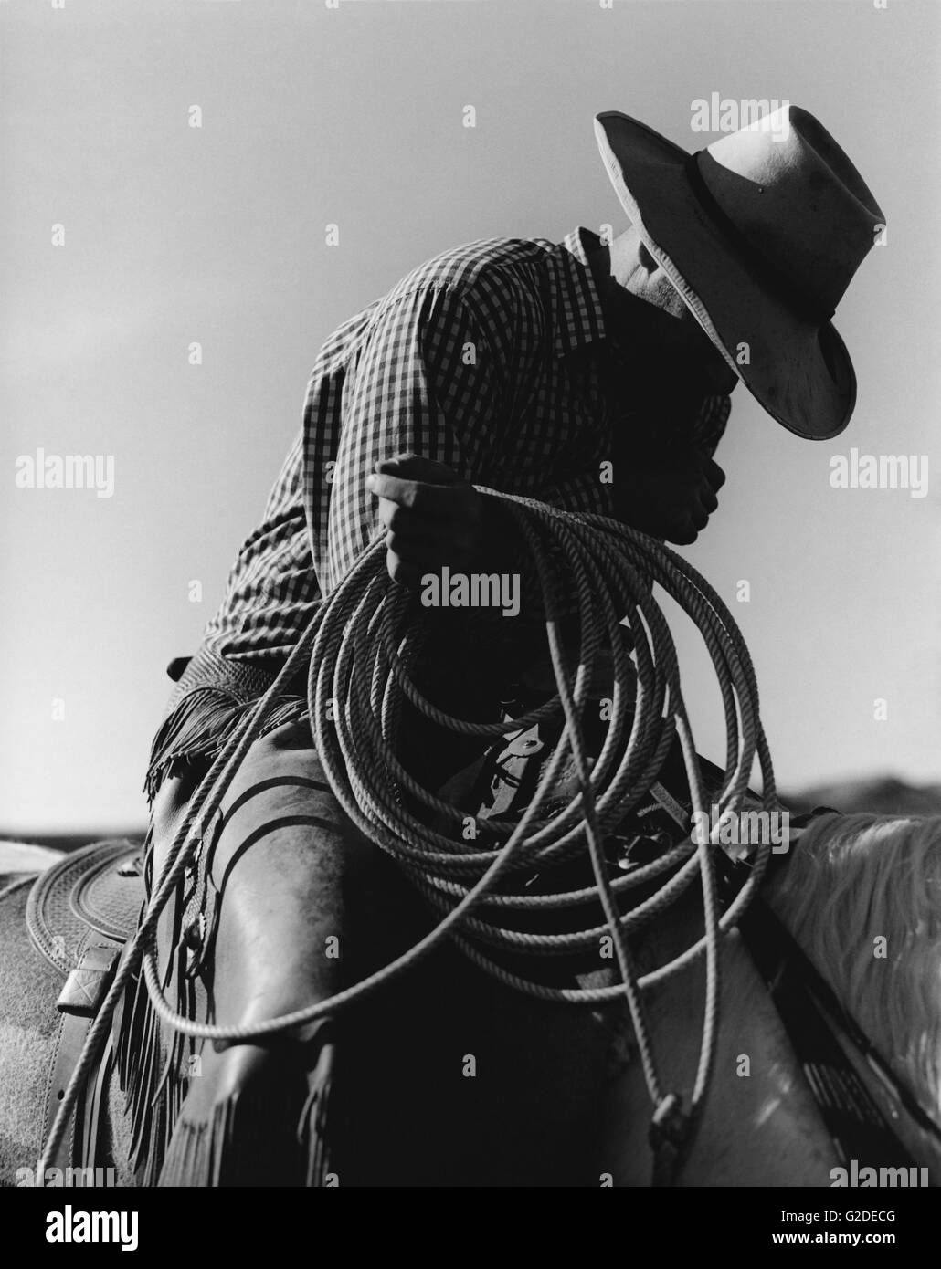 Cowboy in Saddle Stock Photo