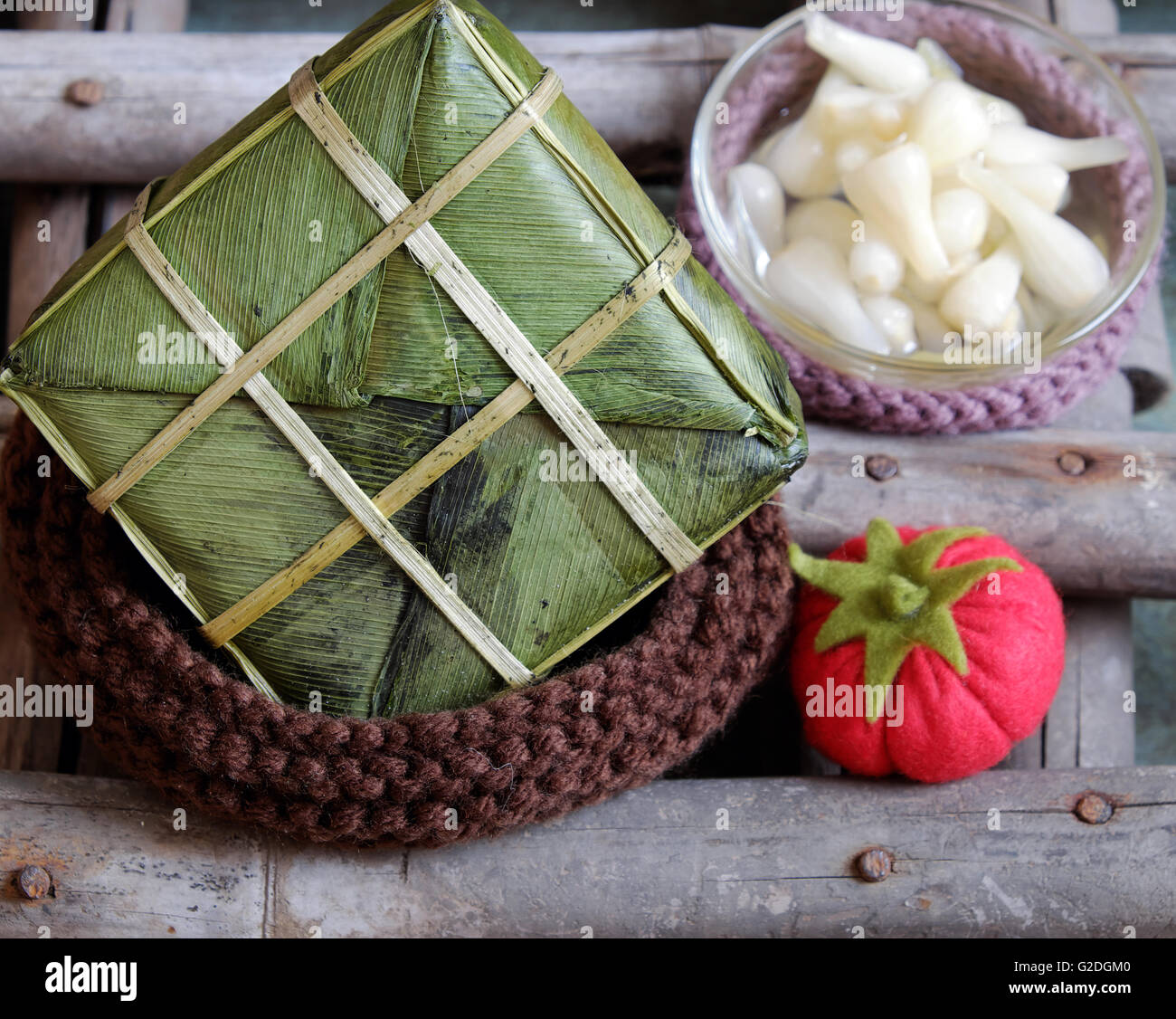 Vietnamese food for Tet holiday in spring, banh chung is traditional ...