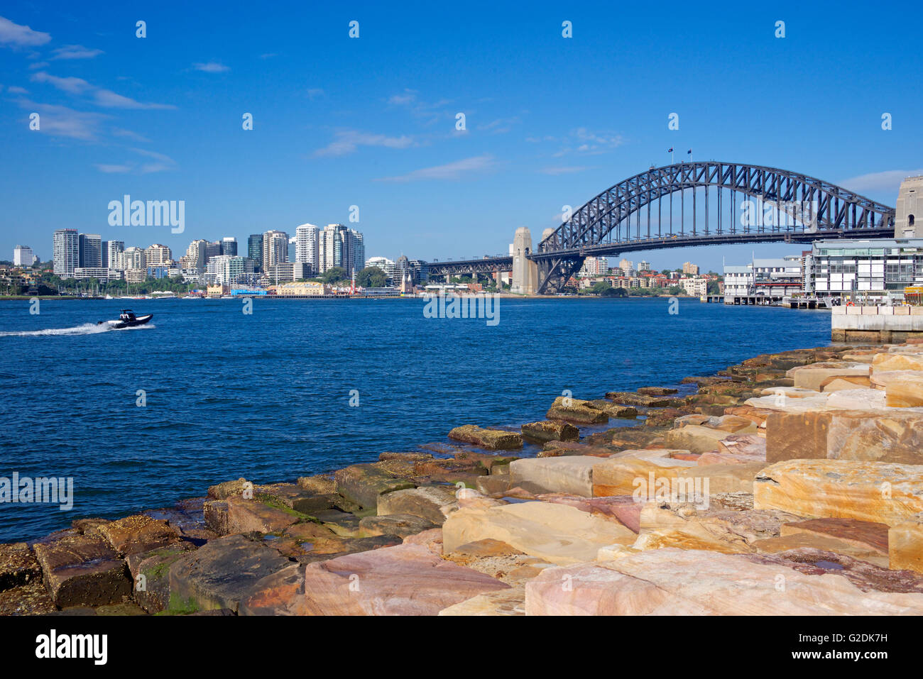 Lavender Bay and Bridge Sydney Harbour from Barangaroo Sydney NSW Australia Stock Photo