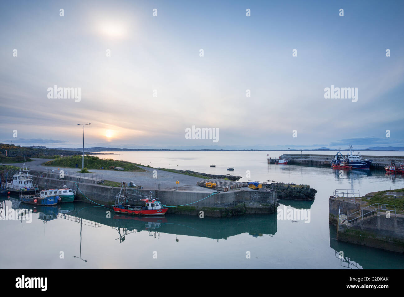 The Fishing Harbour at Clogherhead County Louth Ireland at sunset Stock Photo