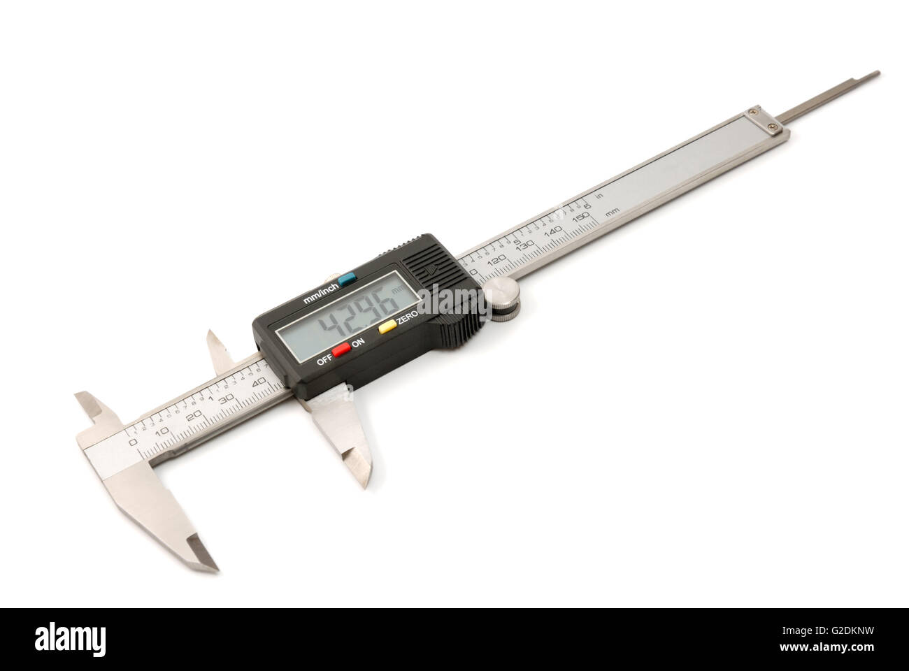 Tools collection - electronic digital caliper isolated on white background. The precision tool. Stock Photo