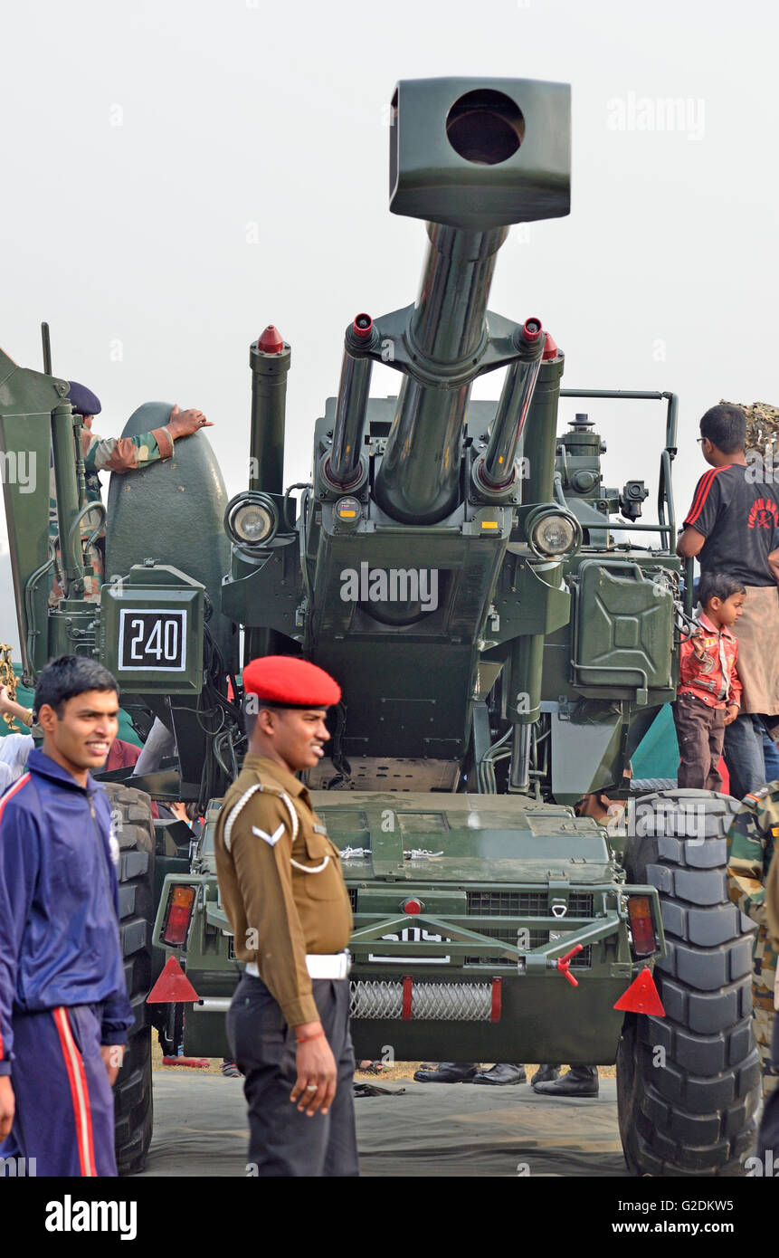 155 mm Bofors Gun, the main artillery gun of the Indian Army, during