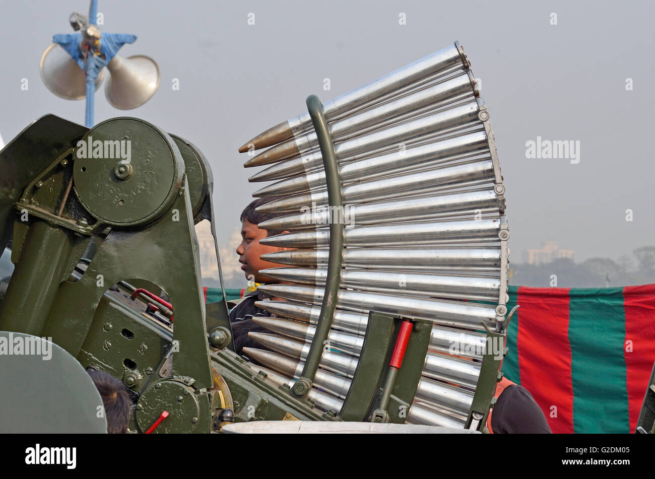Magazines Of 40 Mm Ammunition Of The Bofors L70 Anti-Aircraft Gun, Indian  Army Stock Photo - Alamy