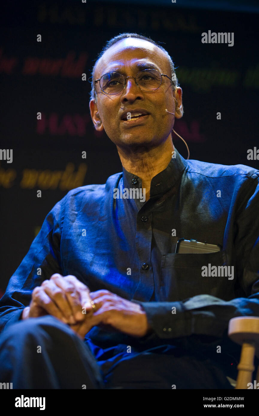 Venki Ramakrishnan winner of the 2009 Nobel Prize for Chemistry speaking on stage at Hay Festival 2016 Stock Photo