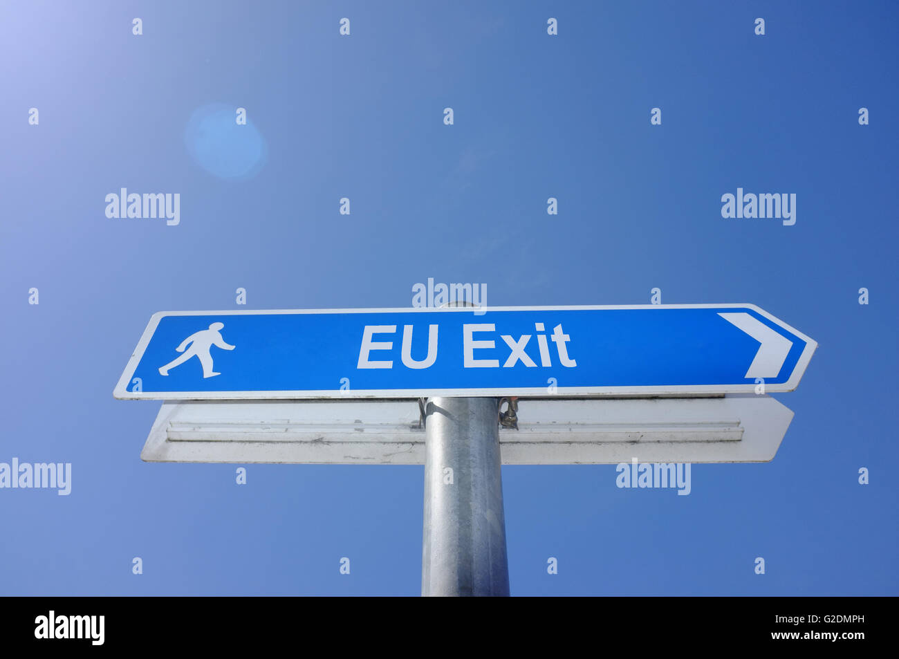 EU Exit on a footpath sign in Bristol in the UK. Stock Photo