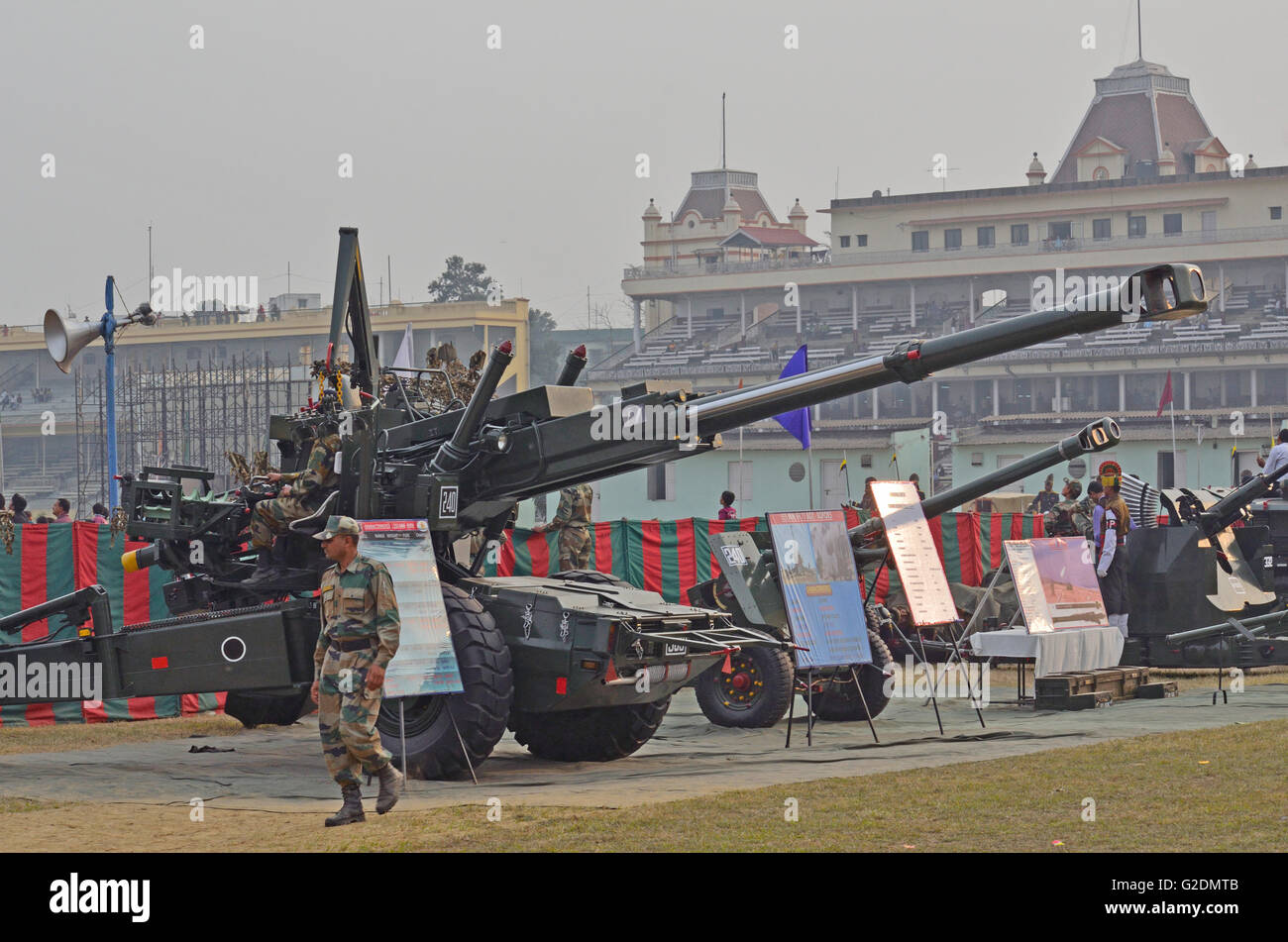155 mm Bofors Gun, the main artillery gun of the Indian Army, during