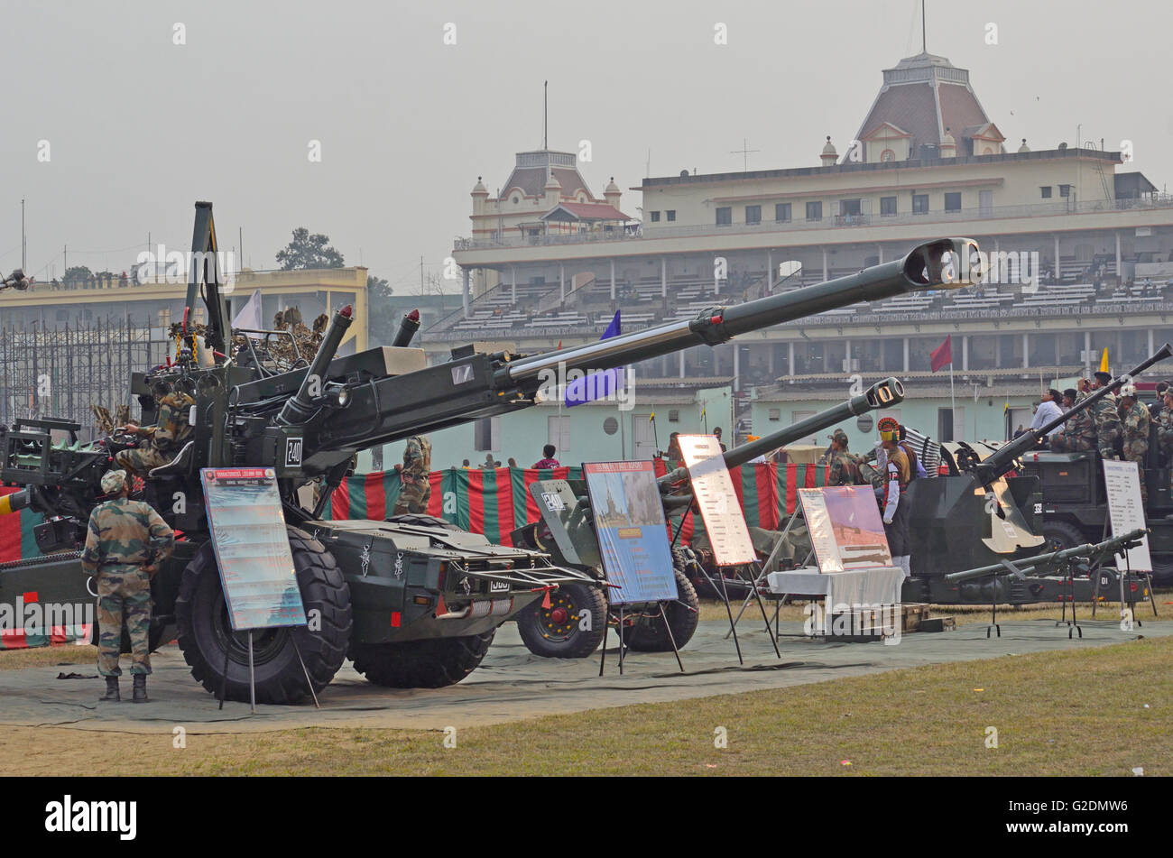 155 mm Bofors Gun, the main artillery gun of the Indian Army, during
