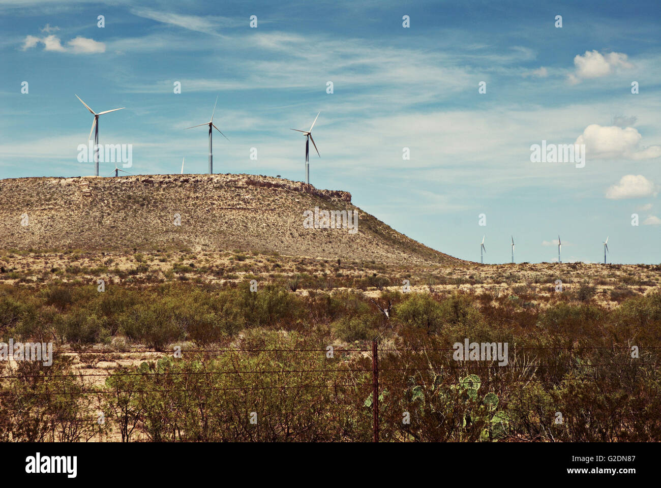 Wind Turbines in Arid Landscape Stock Photo