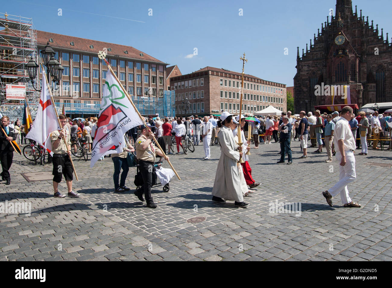 "Feast of Corpus Christi" Catholic mass and procession at Hauptmarkt