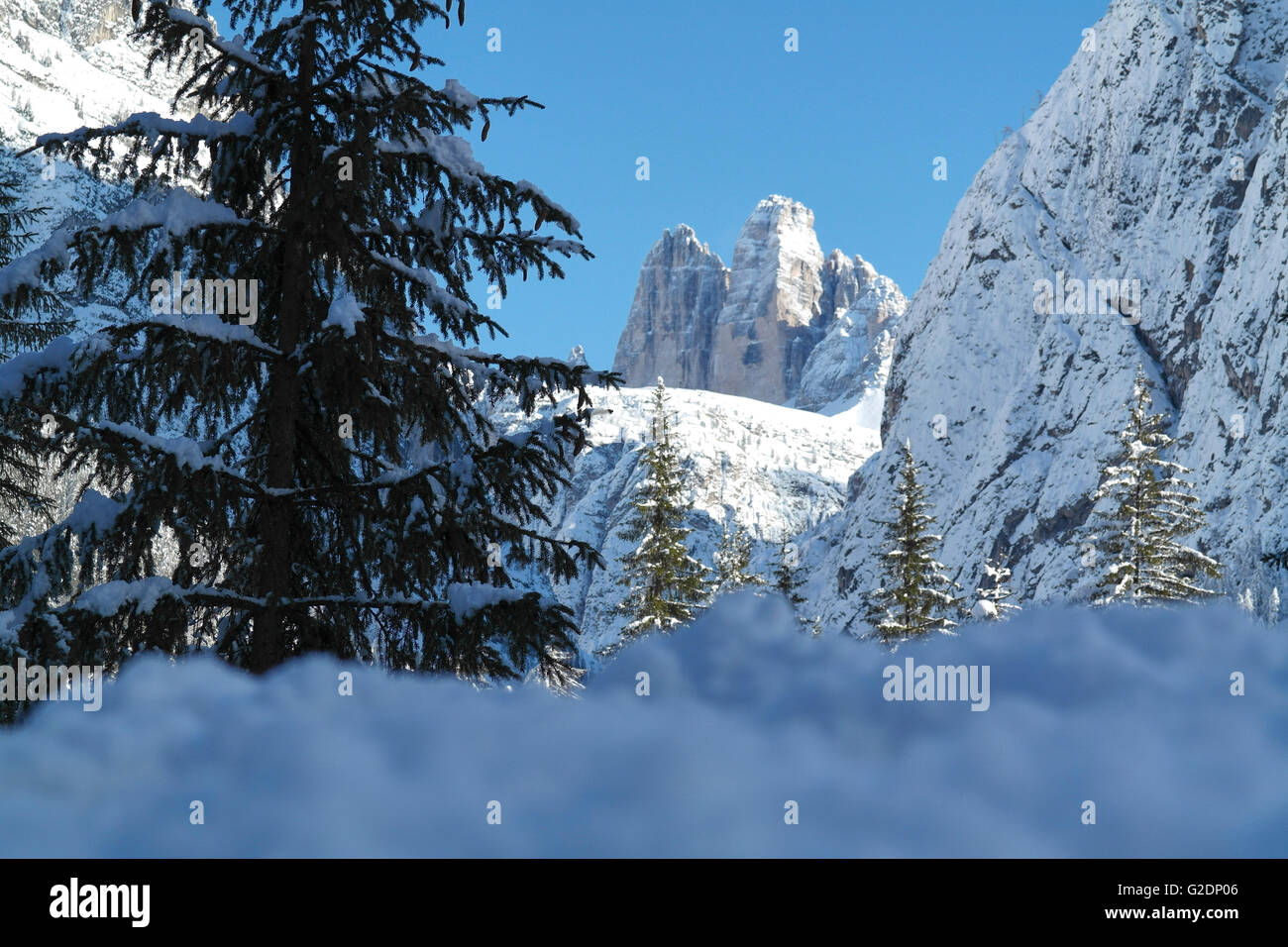 Tre Cime di Lavaredo or Three peaks from the Landro Valley - Italy ...