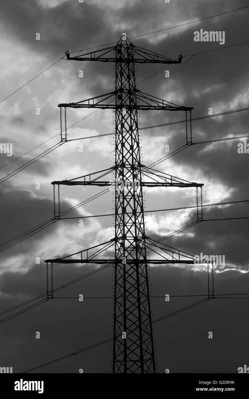 High voltage power lines night hi-res stock photography and images - Alamy