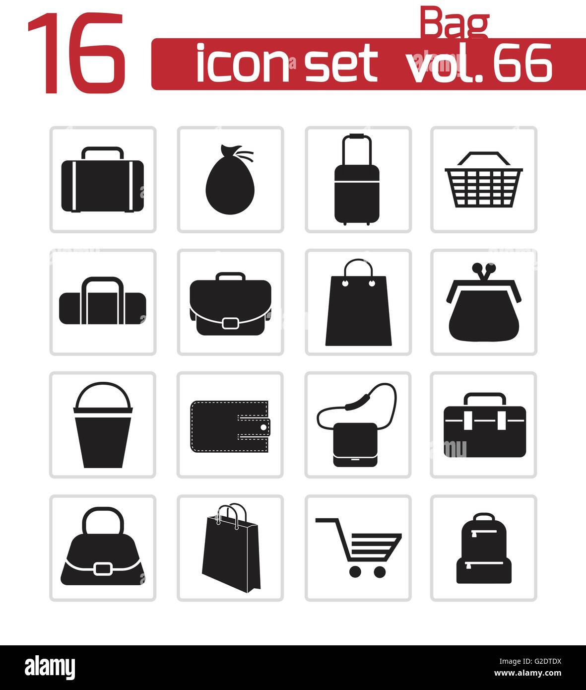 Vector black bag icons set on white background Stock Vector Image & Art ...