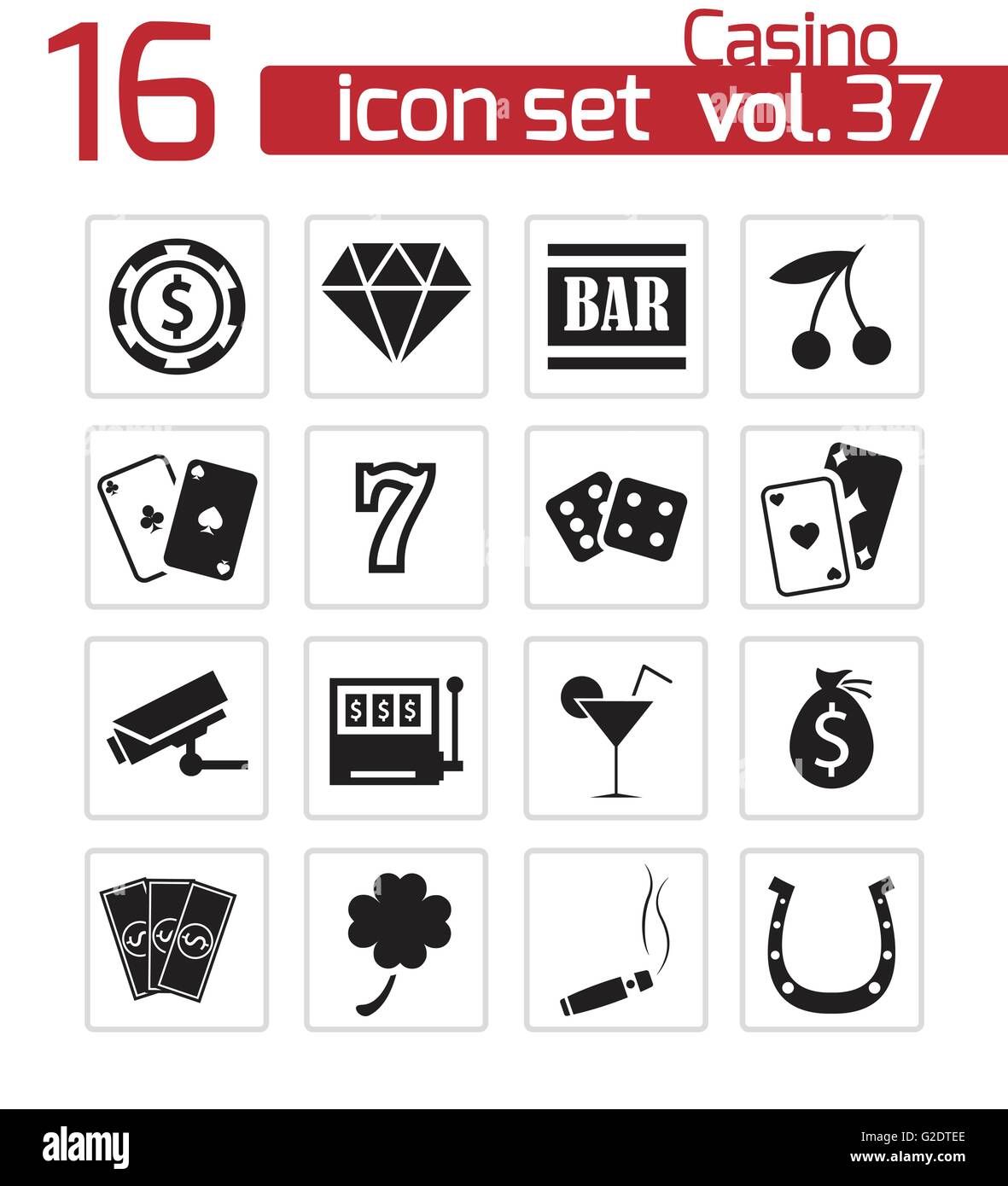 Vector black casino icons set on white background Stock Vector Image ...