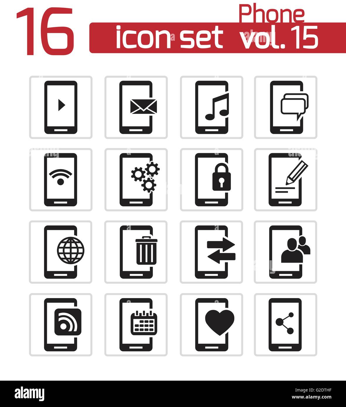 Vector black mobile phone icon set on white background Stock Vector ...