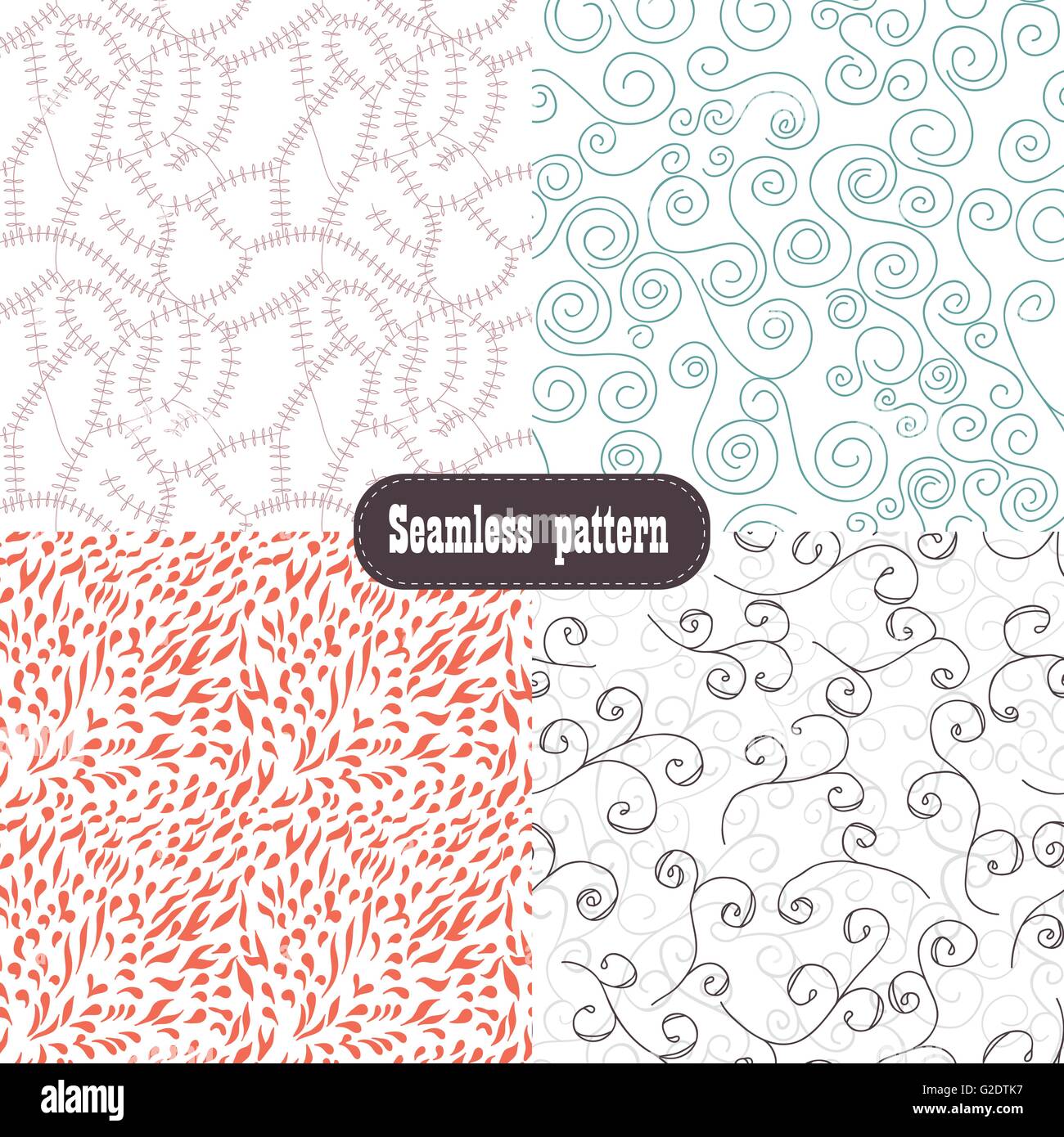 Vector illustration set floral background seamless pattern Stock Vector ...