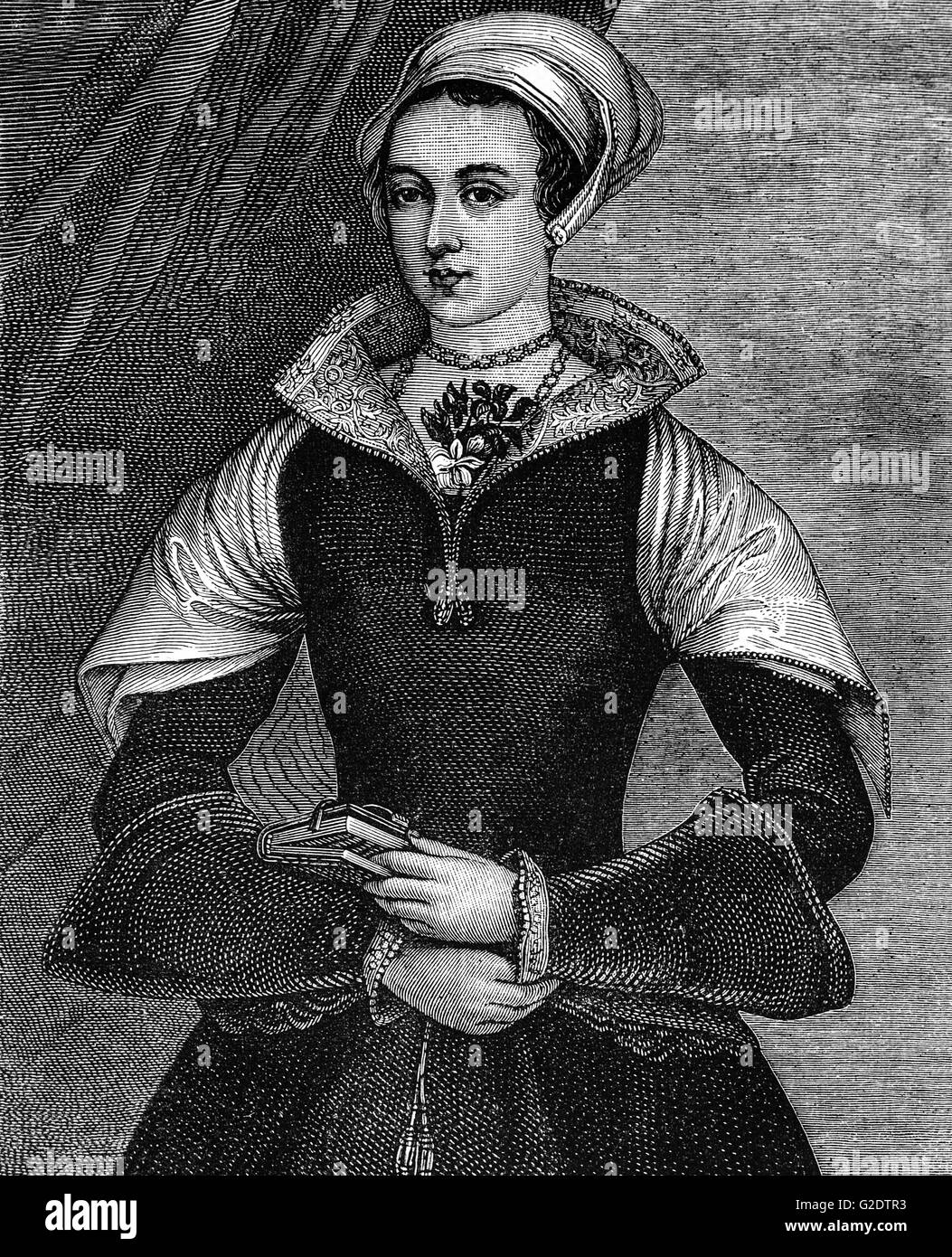 Lady Jane Grey also known as the Nine-Day Queen was an English noblewoman and de facto monarch of England and Ireland from 10 July until 19 July 1553. She was executed on 12 February 1554 Stock Photo