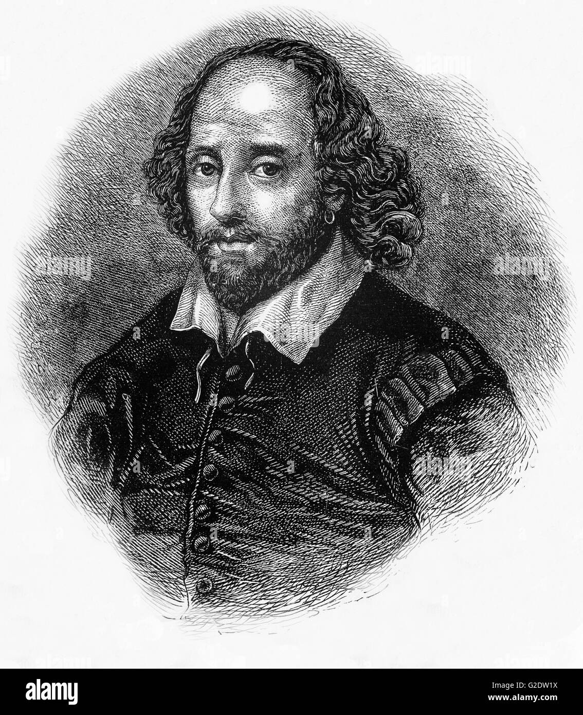 William Shakespeare (1564  – 1616), English poet, playwright, and actor, widely regarded as the greatest writer in the English language and the world's pre-eminent dramatist; often called England's national poet, and the 'Bard of Avon' Stock Photo