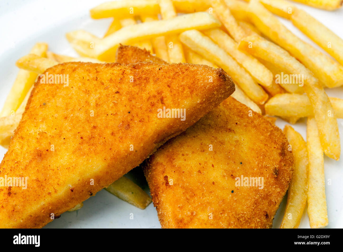Czech food, Fried cheese with French fries Stock Photo