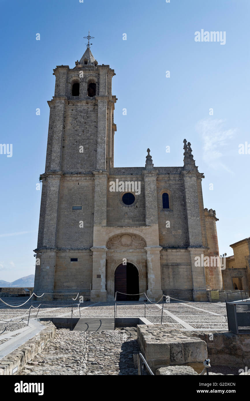 View of the facade of the Major Abbey Church in the Fortaleza de La Mota, Spain Stock Photo
