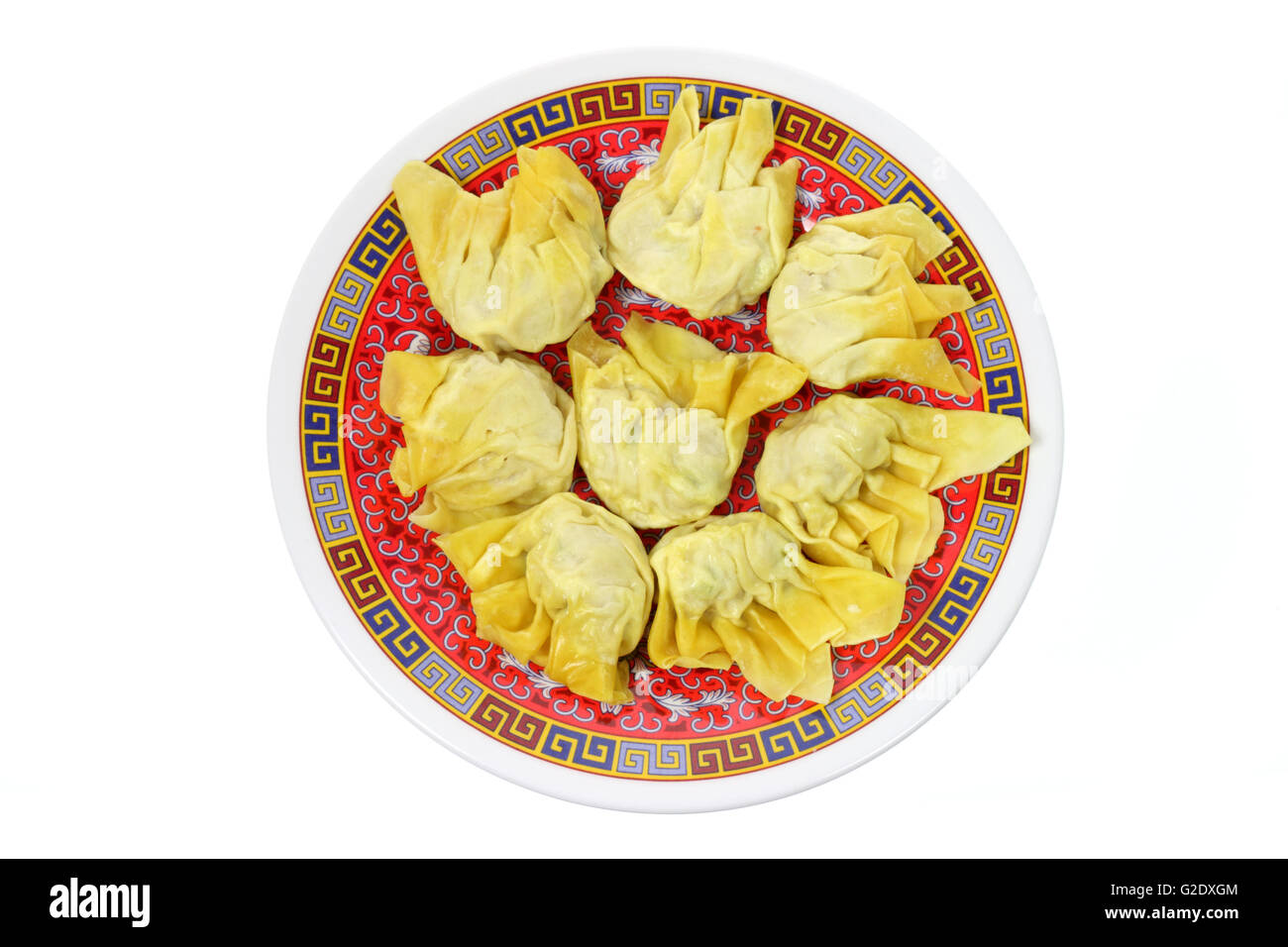 Plate of Chinese Dumplings Stock Photo
