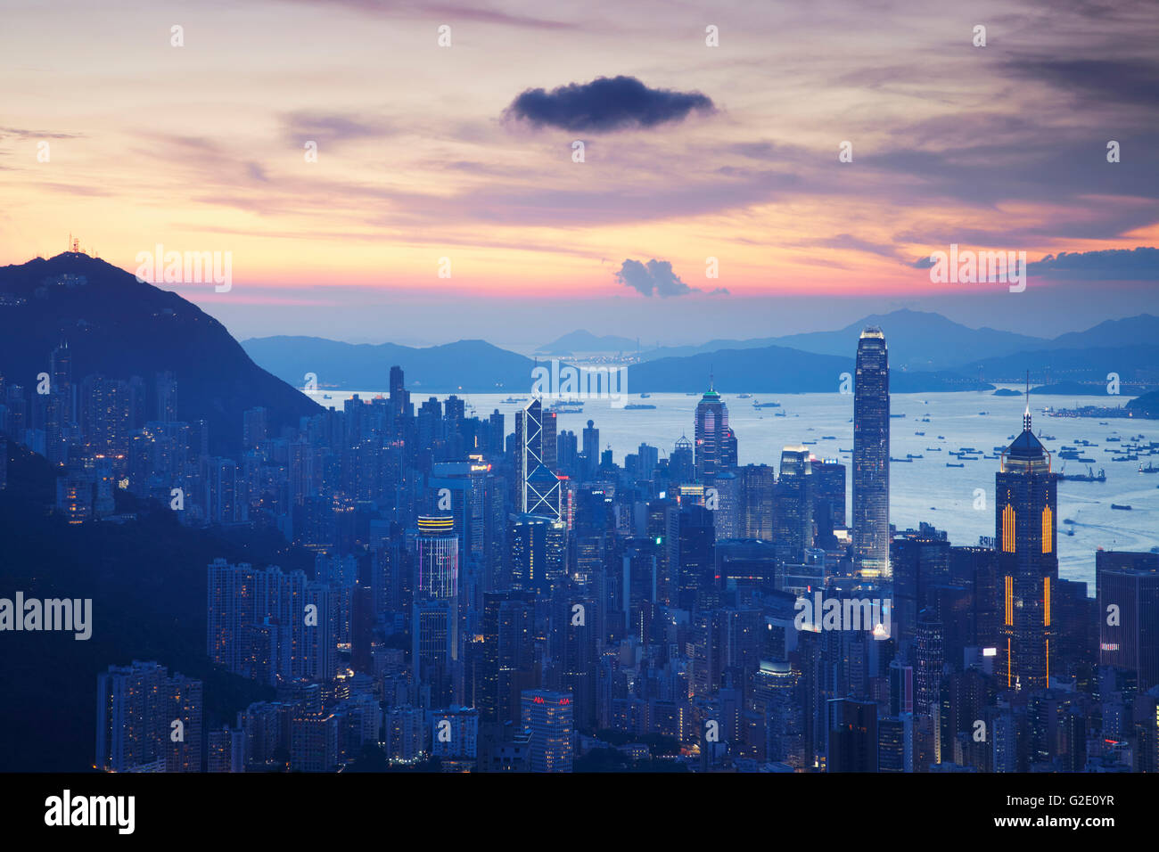 Hong Kong Island skyline at sunset, Hong Kong, China Stock Photo - Alamy