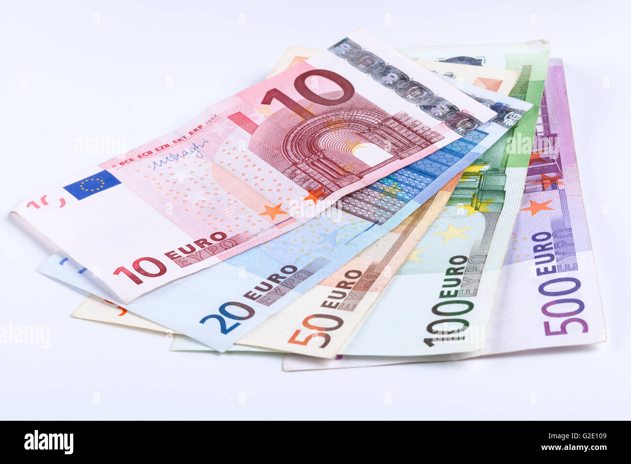 Isolated euro banknotes on white background Stock Photo - Alamy