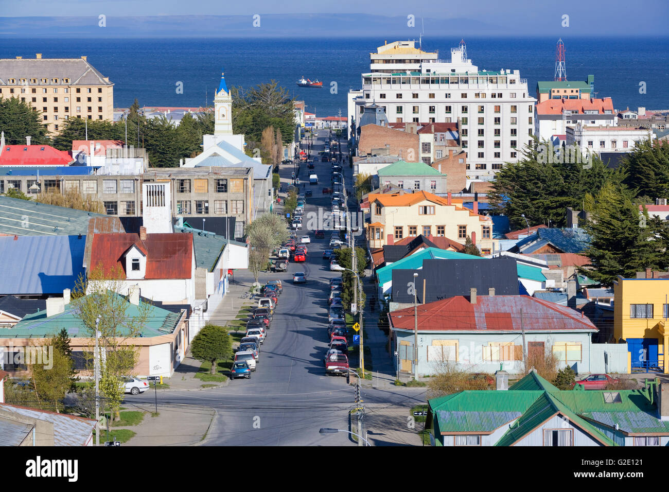 View of Punta Arenas, Magallanes Province, Patagonia, Chile Stock Photo