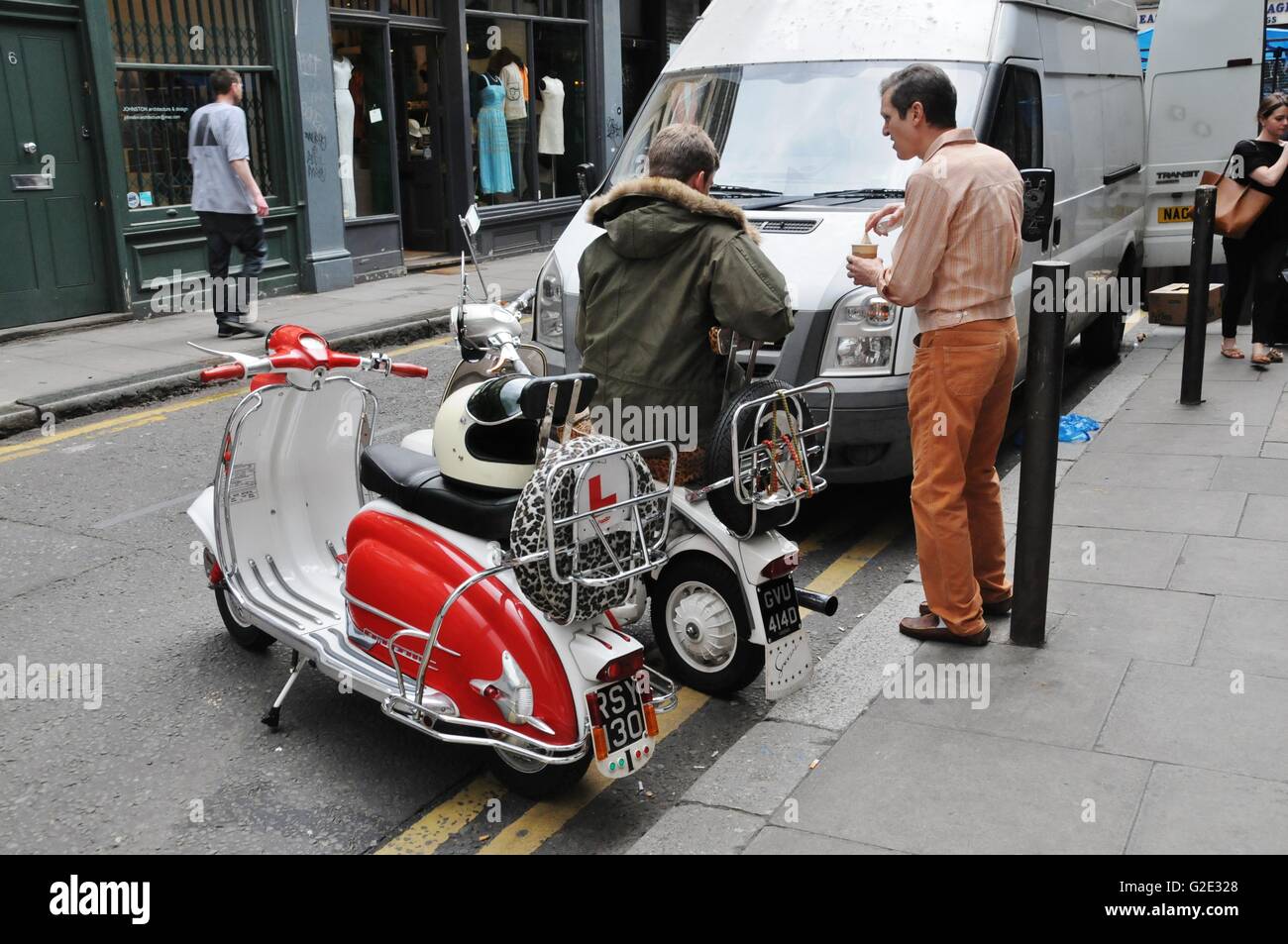 Mod and Motor Scooter in London's East End Stock Photo Alamy