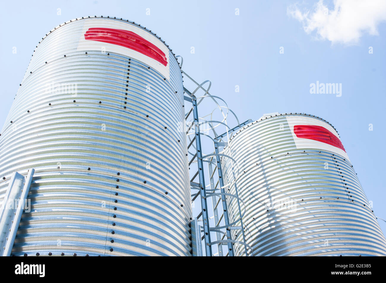 Silos for the storage of flour for food Stock Photo