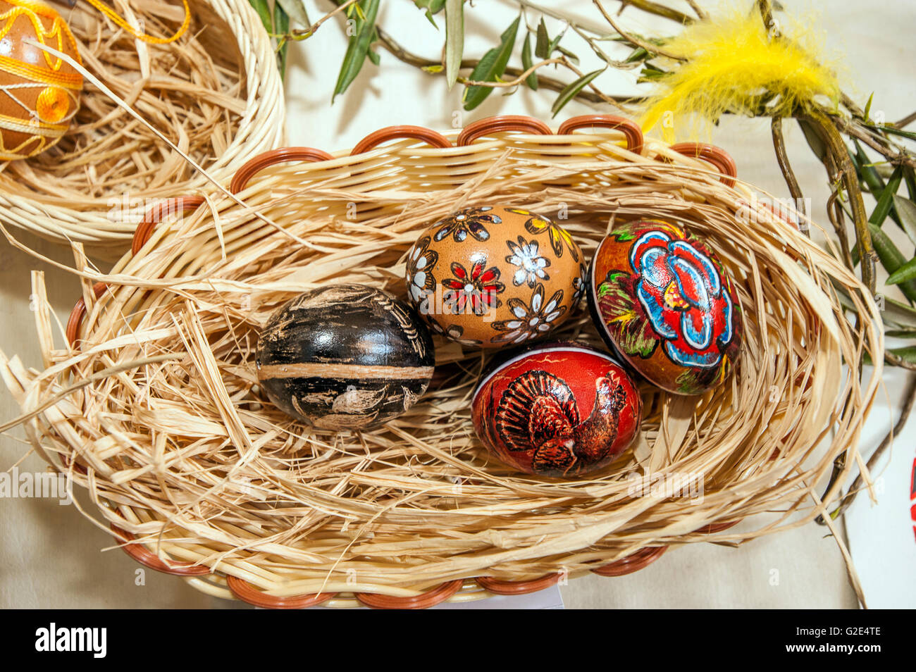 Slovenia LJubljana Exibition of artwork with  Eggs for Easter Stock Photo
